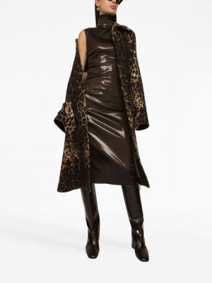 Robe à col montant plissé Dolce & Gabbana marron