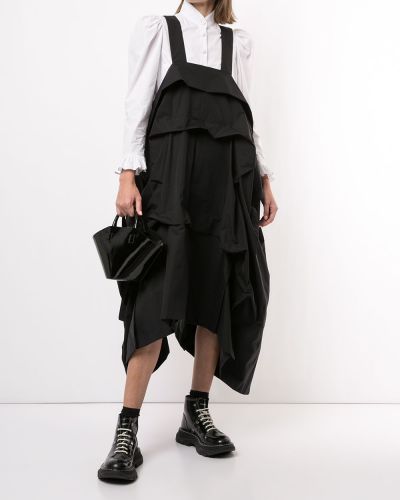 Vestido drapeado Yohji Yamamoto negro