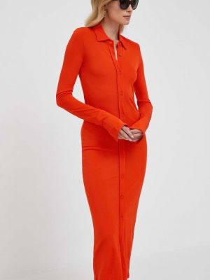 Midi šaty Calvin Klein oranžové