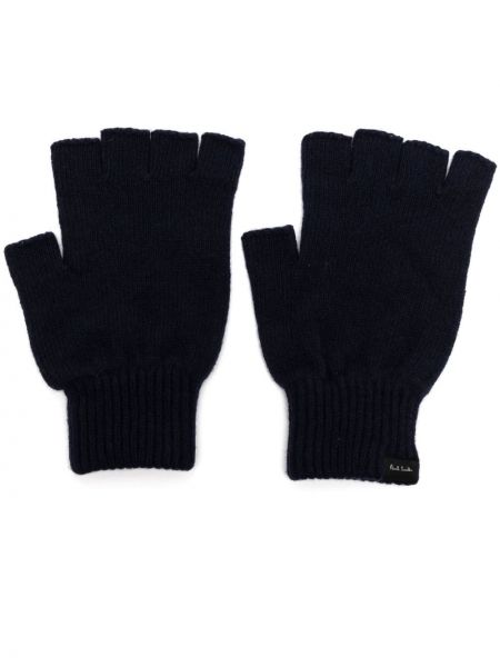 Mănuși din cașmir tricotate Paul Smith albastru