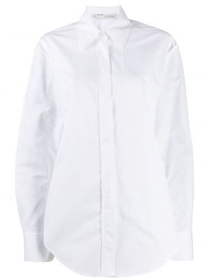 Długa koszula bawełniana klasyczna z nadrukiem Off-white - biały