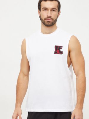Памучна тениска с дълъг ръкав Karl Lagerfeld бяло