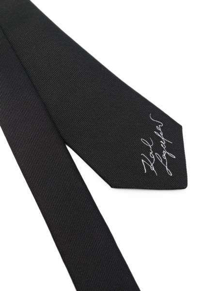 Šilkinis siuvinėtas kaklaraištis Karl Lagerfeld juoda