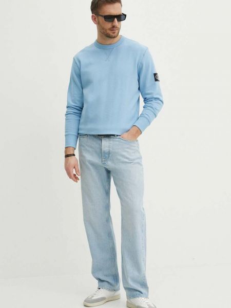 Bluza bawełniana Calvin Klein Jeans niebieska