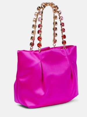Σατέν τσάντα shopper Aquazzura ροζ
