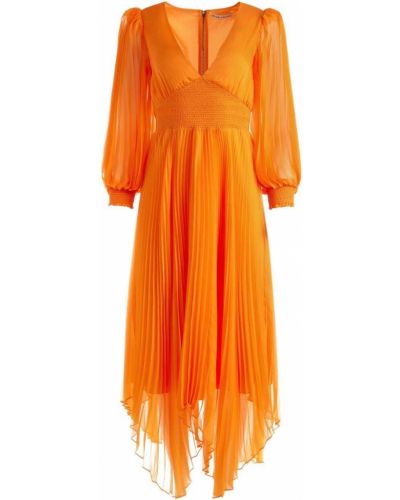 Платье миди плиссированное Alice+olivia, оранжевое
