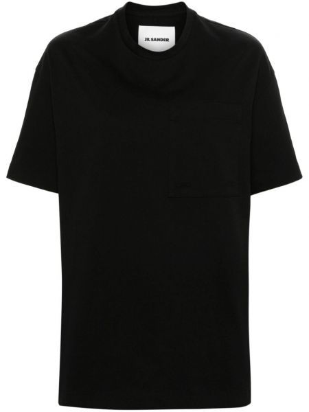 Bombažna majica z žepi Jil Sander črna