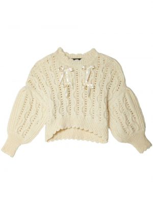 Chunky pulover s čipko Simone Rocha bela