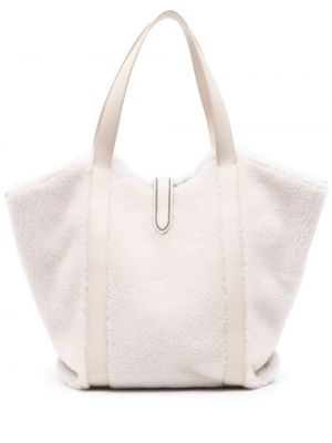 Fleece τσάντα shopper Brunello Cucinelli λευκό
