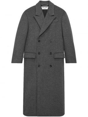 Μάλλινο παλτό Saint Laurent γκρι