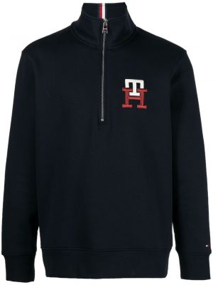 Суичър с цип бродиран Tommy Hilfiger синьо