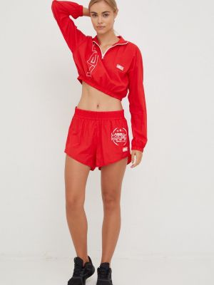 LaBellaMafia edzős rövidnadrág Gravity női, piros, nyomott mintás, magas derekú