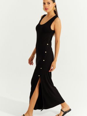 Dlouhé šaty s knoflíky Cool & Sexy černé