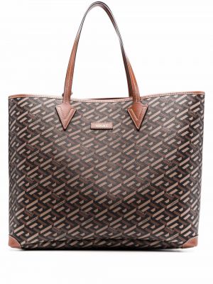 Bolso shopper con estampado geométrico Versace Collection marrón