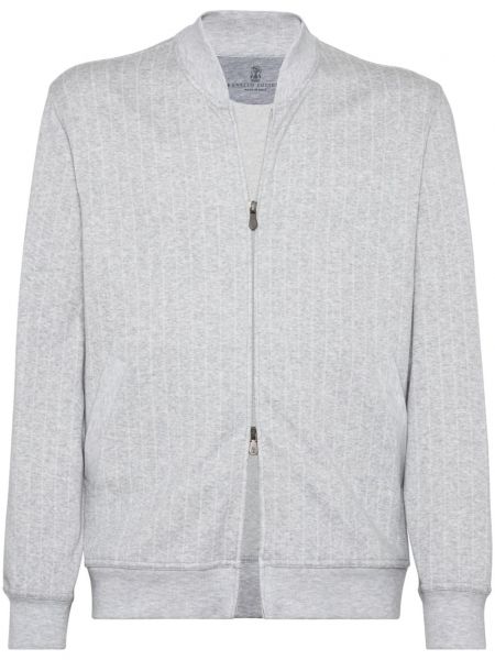 Stribet sweatshirt med lynlås Brunello Cucinelli hvid