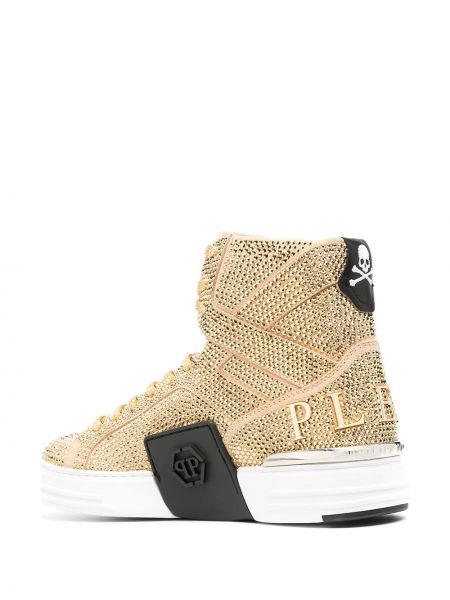 Sneakersy z ćwiekami Philipp Plein złote