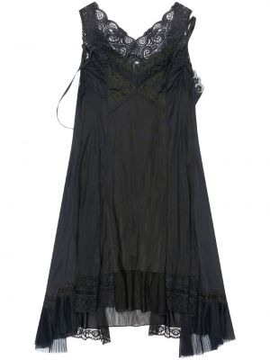 Асиметрична коктейлна рокля без ръкави с дантела Balenciaga черно