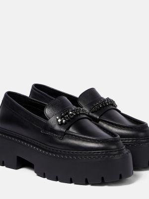 Pantofi loafer din piele cu platformă Jimmy Choo negru