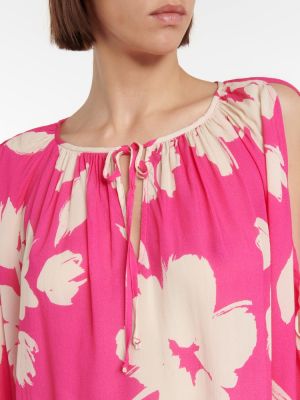 Bluză de catifea cu model floral Velvet roz