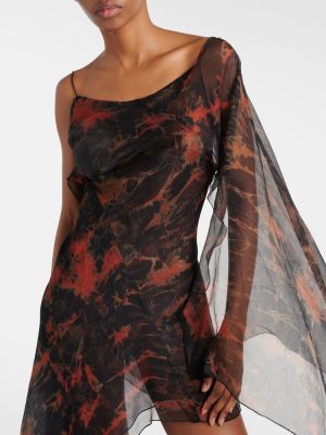 Mini robe en soie asymétrique Knwls marron