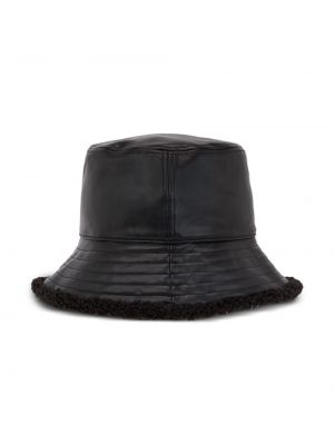 Kožený klobouk Karl Lagerfeld Jeans černý