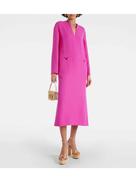 Μεταξωτή μίντι φόρεμα Valentino ροζ