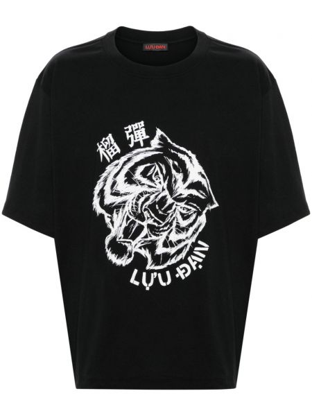 Tigrované bavlnené tričko s potlačou Lựu đạn
