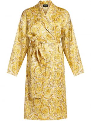 Копринен сатенен халат с принт Versace