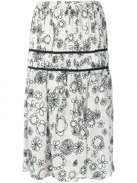 Květinové midi sukně s vysokým pasem Comme Des Garçons Pre-owned - bílá