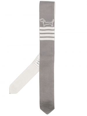 Žakárová hedvábná kravata Thom Browne šedá