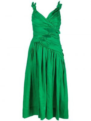 Rochie midi cu funde plisată Zimmermann verde