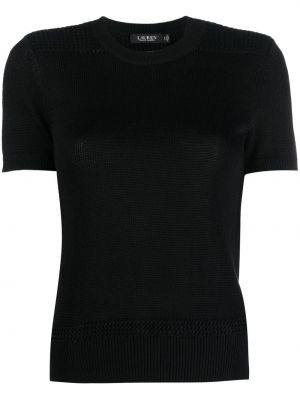 Koszulka dopasowana z okrągłym dekoltem Lauren Ralph Lauren czarna