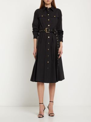 Bombažna midi obleka Michael Kors Collection črna