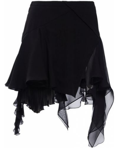 Minigonna di seta asimmetrica Versace nero