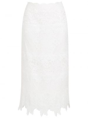 Krajkové midi sukně na zip z polyesteru Martha Medeiros - bílá