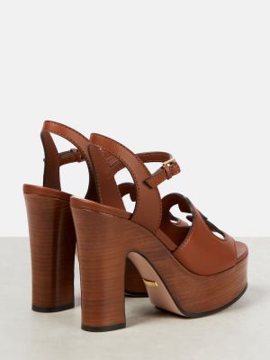 Sandalias de cuero con plataforma Gucci marrón