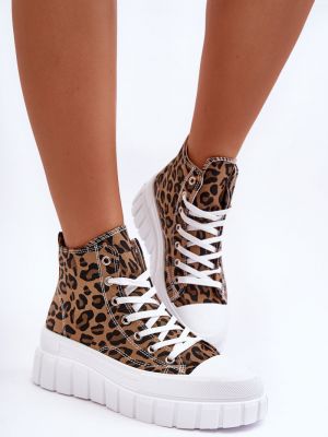 Sneakerși cu imagine cu model leopard Kesi maro