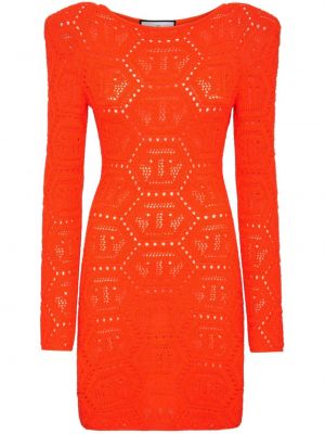 Sukienka koktajlowa Philipp Plein pomarańczowa