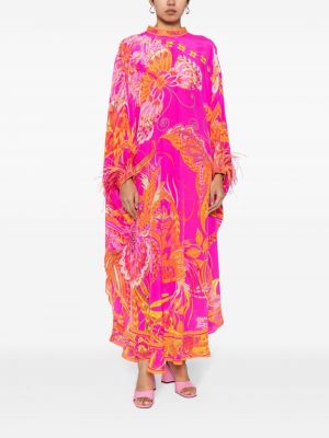 Jedwabna sukienka koktajlowa w serca Camilla różowa