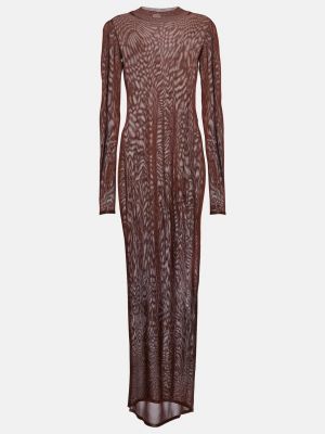 Трикотажное длинное платье Saint Laurent коричневое