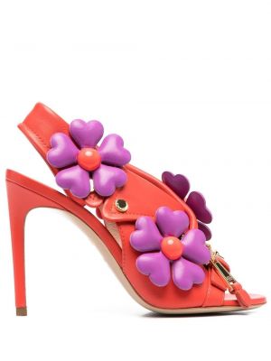Полуотворени обувки на цветя Moschino червено