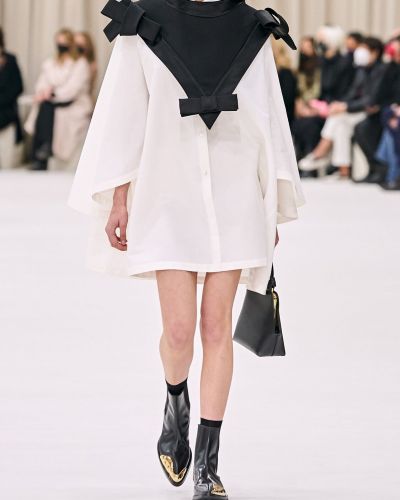 Памучна ленена мини рокля Jil Sander бяло