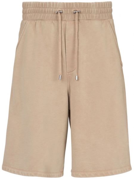 Shorts brodeés en coton Balmain beige