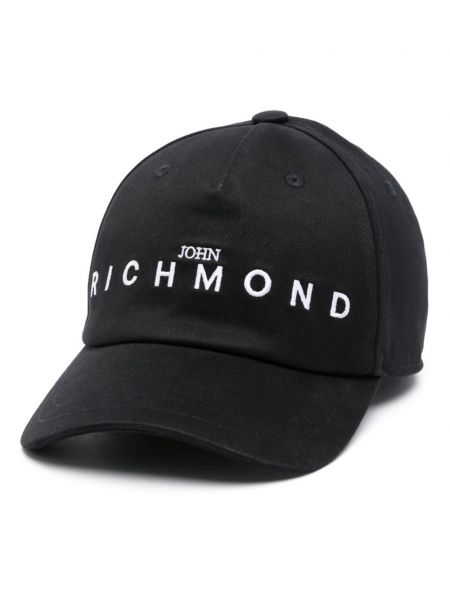 Medvilninis siuvinėtas kepurė su snapeliu John Richmond juoda