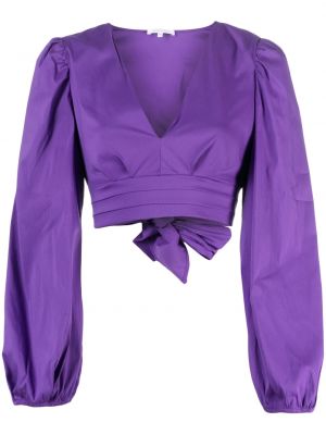 Bluza z lokom z v-izrezom Patrizia Pepe vijolična