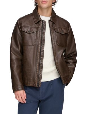 Кожаная куртка из искусственной кожи Tommy Hilfiger коричневая