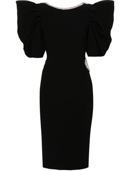 Krepa midi kleita ar kristāliem Loulou melns