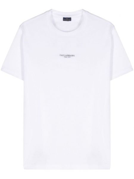 T-shirt en coton à imprimé Paul & Shark blanc