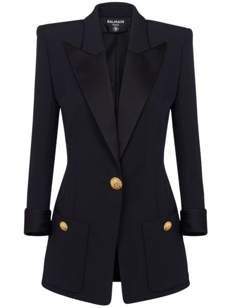 Woll langer blazer Balmain schwarz