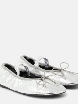 Bőr balerina cipők Proenza Schouler ezüstszínű